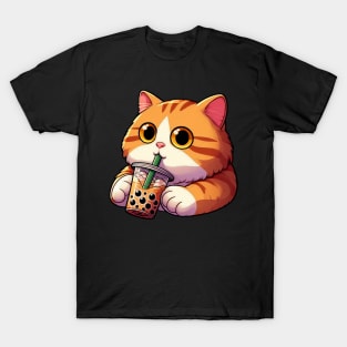 Tabby Cat Bubble Milk Tea T-Shirt